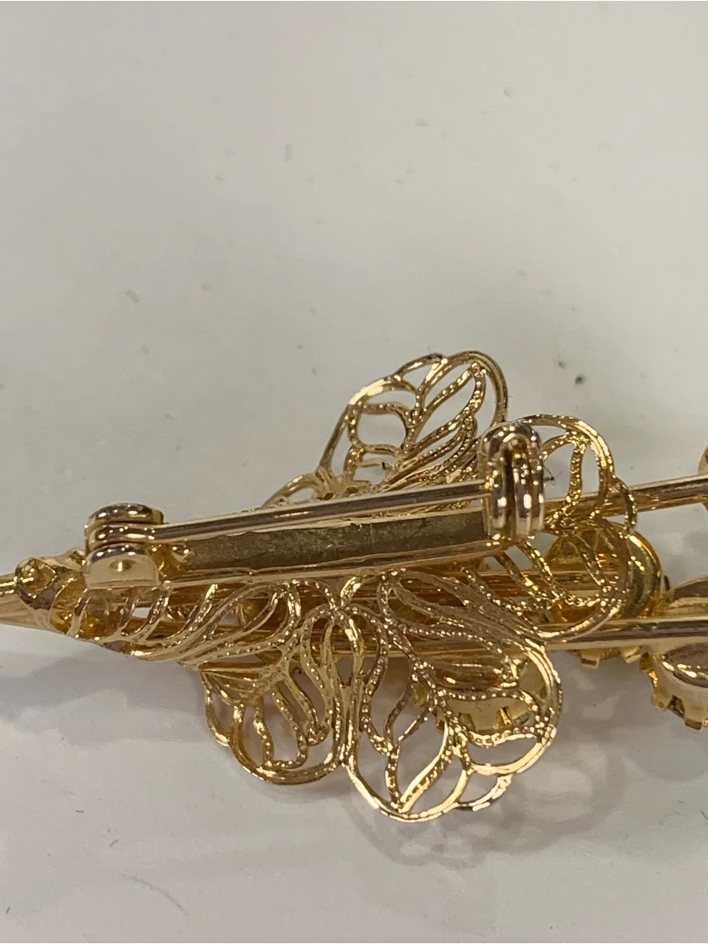 Vintage Gold Tone Filigree Flower Spray Brooch